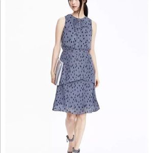 Banana republic pleated dot print dress in blue